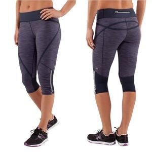 Lululemon Run Pace Crop Legging Tight Wee Are From Space Deep Indigo Size 4